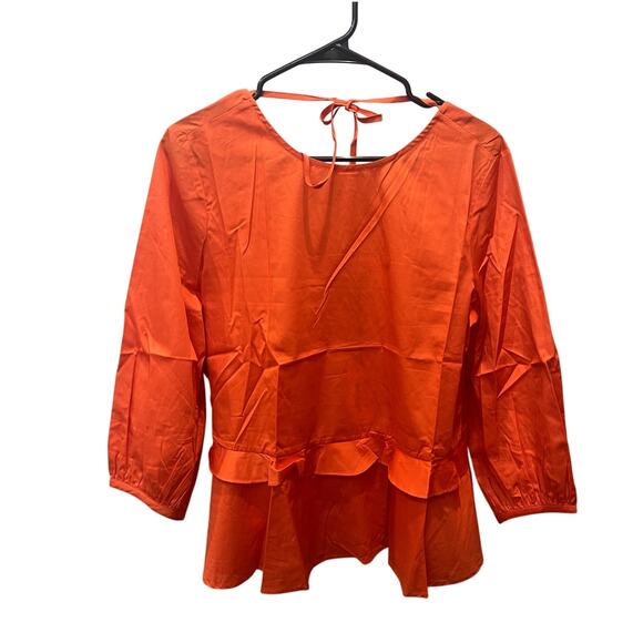 Harshman Anthropologie Arpina Coral Puff Sleeve Peplum Blouse Size S - Picture 3 of 7